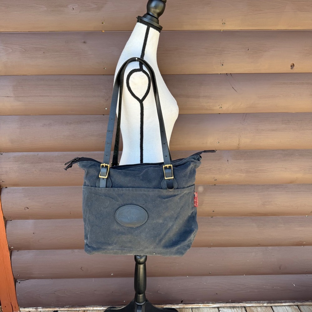 Frost River Boardwalk Waxed Canvas Tote Bag  Large Black Leather Straps USA Made